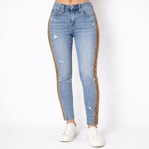 Blank NYC The Bond Mid Rise Skinny Jeans Snake Print Side Stripe Size 25 NWT